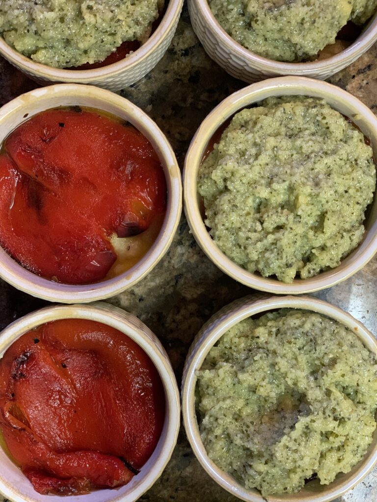 Layers of peppers and pesto polenta