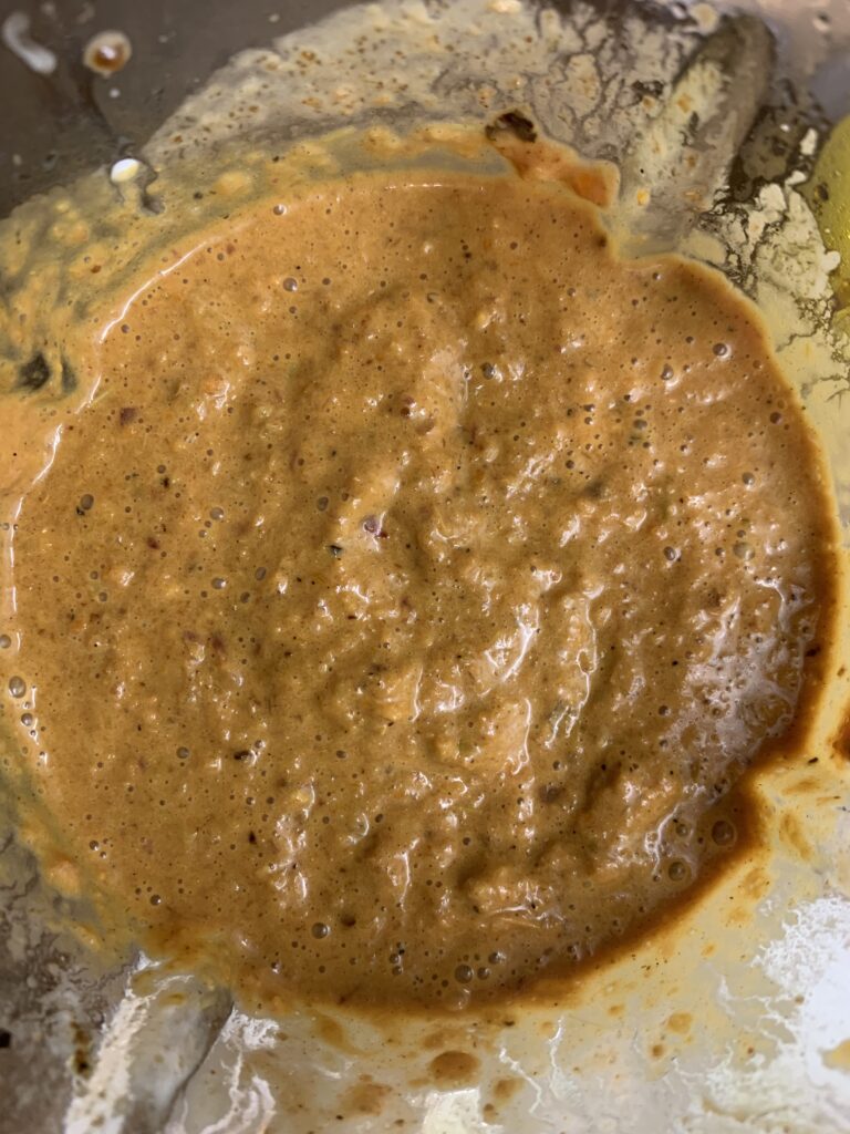 Yellow curry paste liquidized.